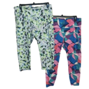 (j17) BUNDLE- 2 Bright Abstract Print Active Old Navy Capri 7/8 Leggings XXL